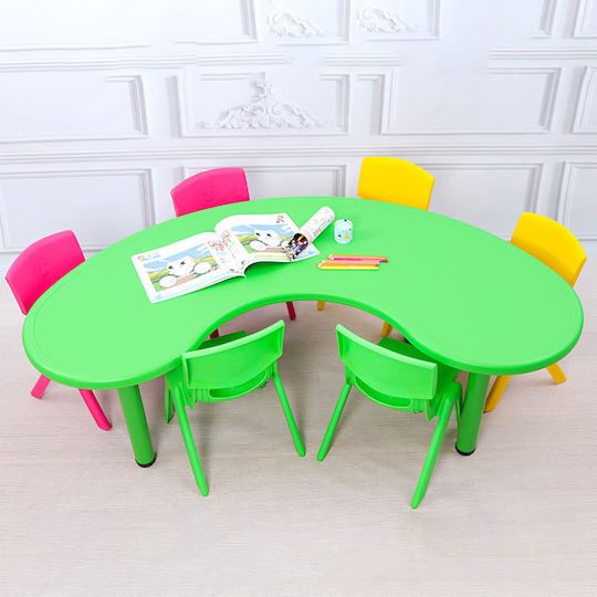 Set Kinder Tisch Kunststoff Halbmond mit Stühlen Kinder Tischset mit Stühlen aus Plastik Rot Fun Baby