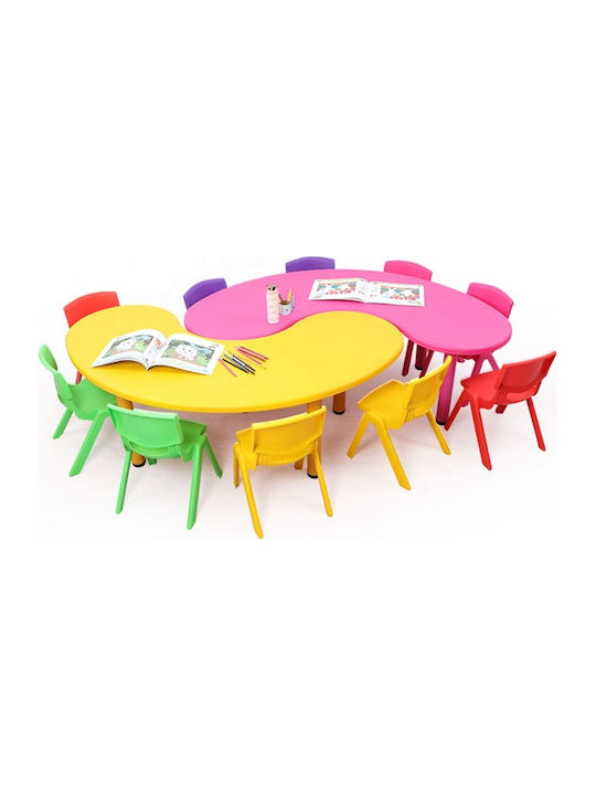 Set masă pentru copii din plastic în formă de semilună cu scaune Set Masă cu Scaune pentru Copii din Plastic Verde Fun Baby