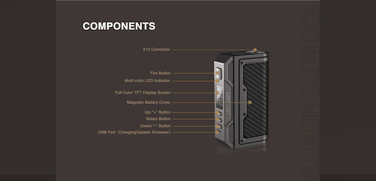 Lost Vape Box Mod Thelema DNA250C 200W Carbon Fiber Silver