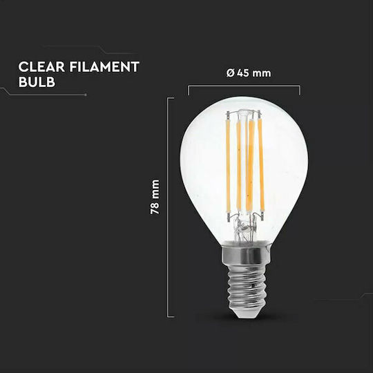 V-TAC LED Bulb 6W 78mm for Socket E14 and Shape P45 Warm White 800lm