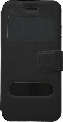 Βιβλίο Παράθυρα Πλάγιο Κούμπωμα Synthetic Leather Book Black (Galaxy A5 2017)