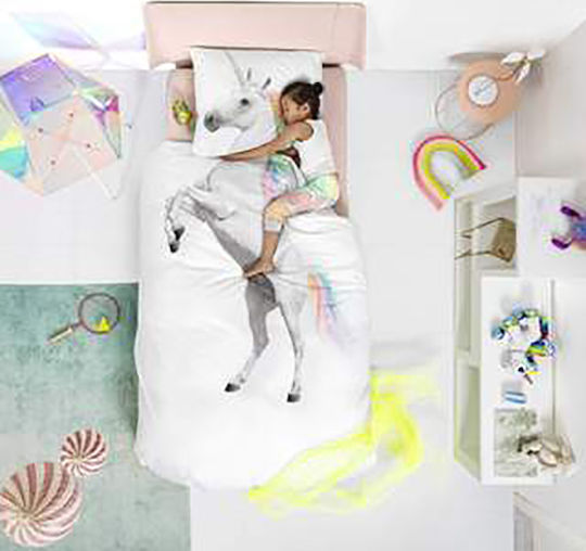 Snurk Unicorn Conținut set Husă de pilotă pentru copii Single cu față de pernă Roz 160x220cm
