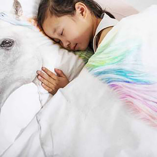 Snurk Unicorn Conținut set Husă de pilotă pentru copii Single cu față de pernă Roz 160x220cm