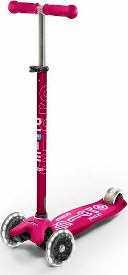 Micro Kids Foldable Maxi Deluxe LED 3-Wheel Scooter for 5+ Years Pink