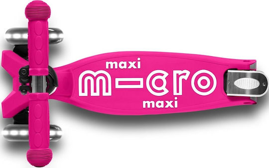 Micro Kids Foldable Maxi Deluxe LED 3-Wheel Scooter for 5+ Years Pink
