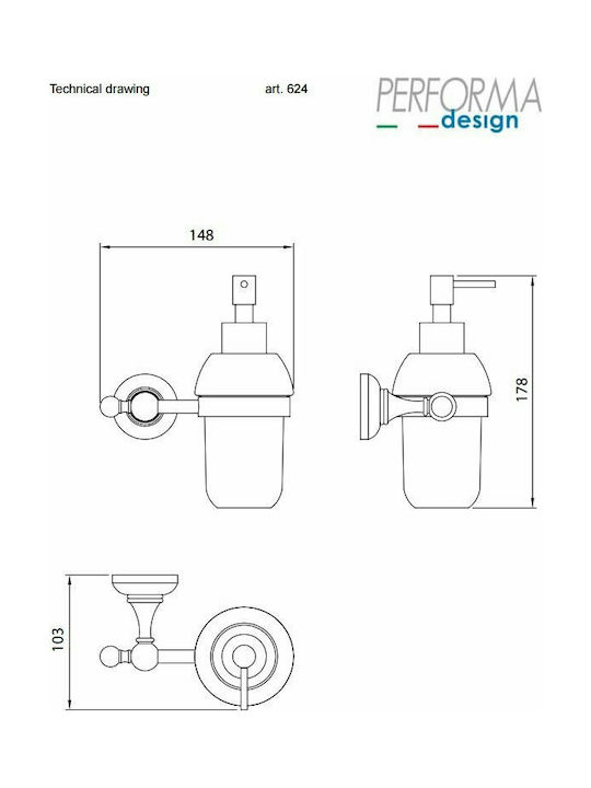 Performa Design Victoria 624 Дозатор от Порцелан Розов 125мл