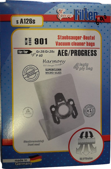 Euro Filter SA 126 S Vacuum Cleaner Bags 4pcs Compatible with Vacuum Cleaner AEG