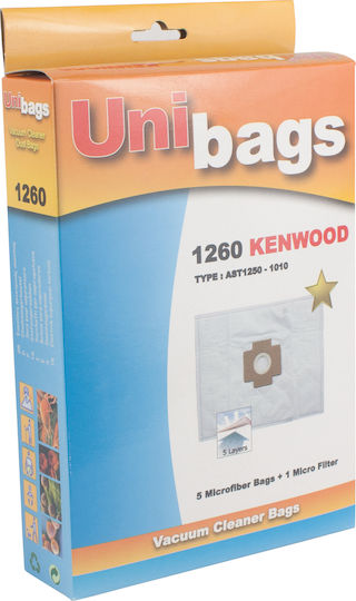 Unibags 1260D Vacuum Cleaner Bags 5pcs Compatible with Vacuum Cleaner Ariete / Bestron / Clatronic / Moulinex / Nilfisk