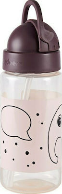 Done by Deer Kids Plastic Water Bottle with Straw Elphee Pink 350ml