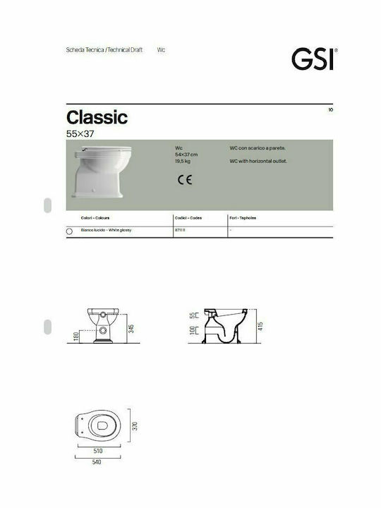 GSI Classic Toaletă de podea cu Capac Închidere lentă Negru