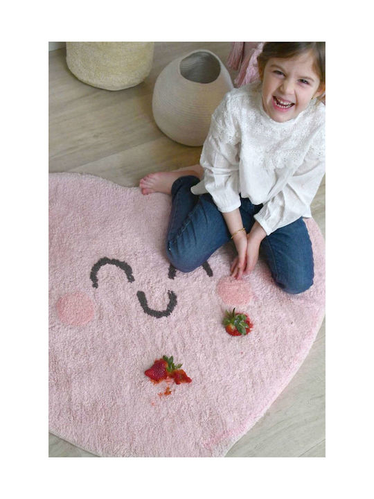 Lorena Canals Handmade Kids Cotton Rug Happy Heart Hearts 90x105cm