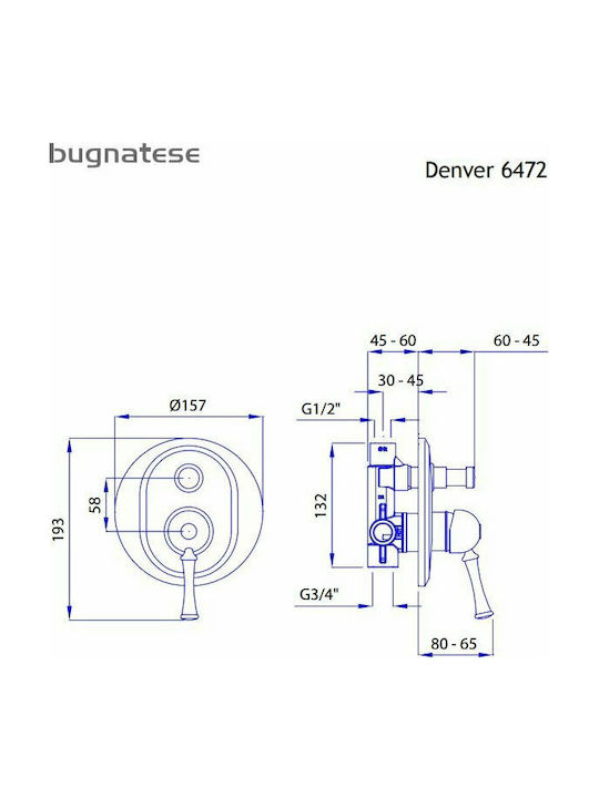 Bugnatese Denver pentru Duș 2 ieșiri Chrome