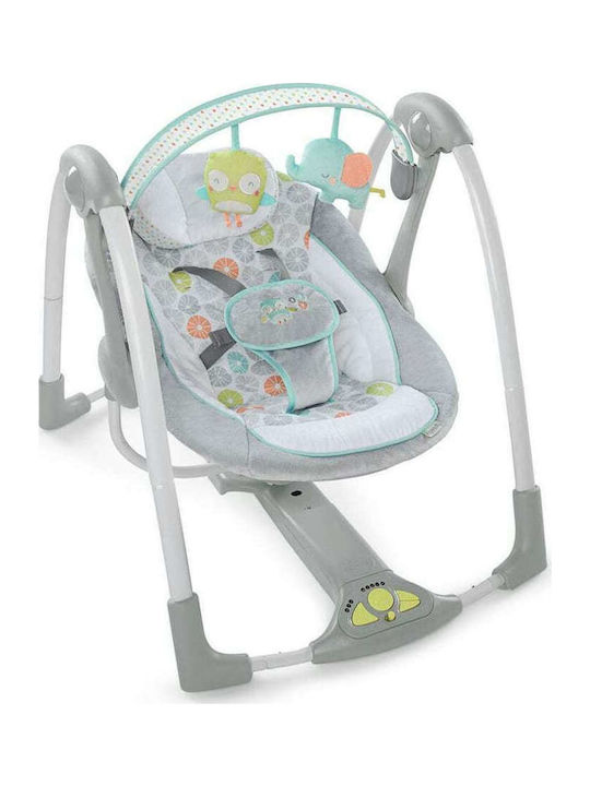 Bright Starts Swing 'n Go Portable Swing Hugs & Hoots Χειροκίνητο Relax Μωρού Πράσινο