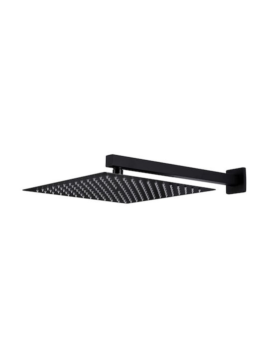 vidaXL Built-in Mixer, Hand Shower & Shower Head Set for Shower 2 Exits Inox Black Black Stainless Steel Shower System