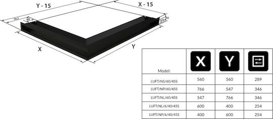Kratki Γωνιακή Περσίδα Τζακιού 40x60x9cm Μαύρη