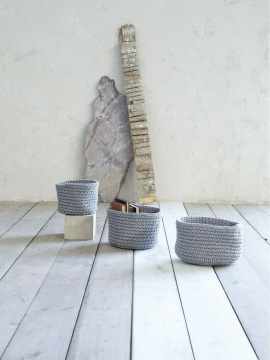 Fabric Decorative Basket Panier Gray 23x23x14cm Nima