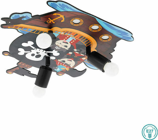 Eglo Pirate Kronleuchter Kinderdeckenleuchte Deckenleuchte montieren 40W mit Fassung E27 Mehrfarbig 42.5cm