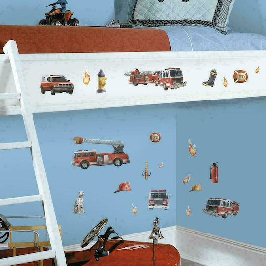 RoomMates Decor Детска стикерна за стена Стена Пожарни коли