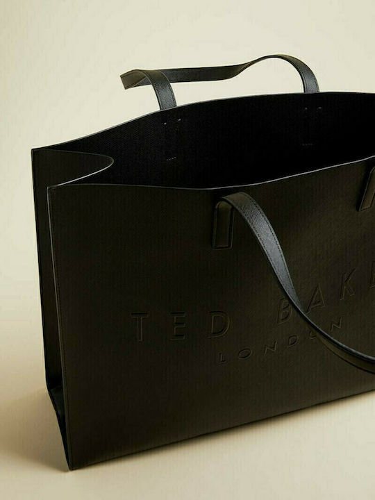 Icon Γυναικεία Τσάντα Shopper Ώμου Μαύρη