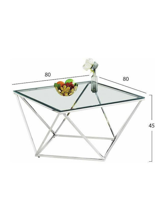 Square Glass Coffee Table Transparent L80xW80xH45cm