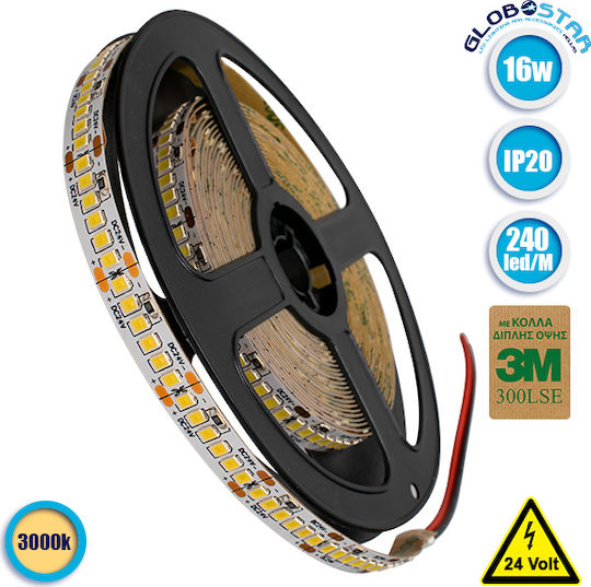 GloboStar Ταινία LED 24V Θερμό Λευκό Φως 5m Τύπου SMD2835