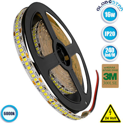 GloboStar LED Strip Power Supply 12V with Cold White Light Length 5m and 240 LEDs per Meter SMD2835