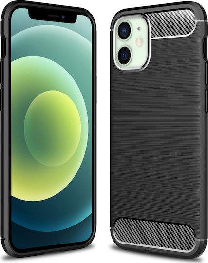 Forcell Carbon Back Cover Σιλικόνης Μαύρο (iPhone 12 mini)