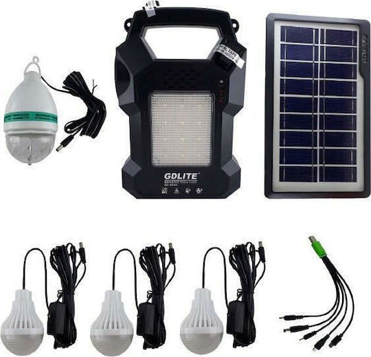 GDLite GDLite Solar Lighting System GD-8050 with Flash Light 3 Lamps Radio and USB Charger