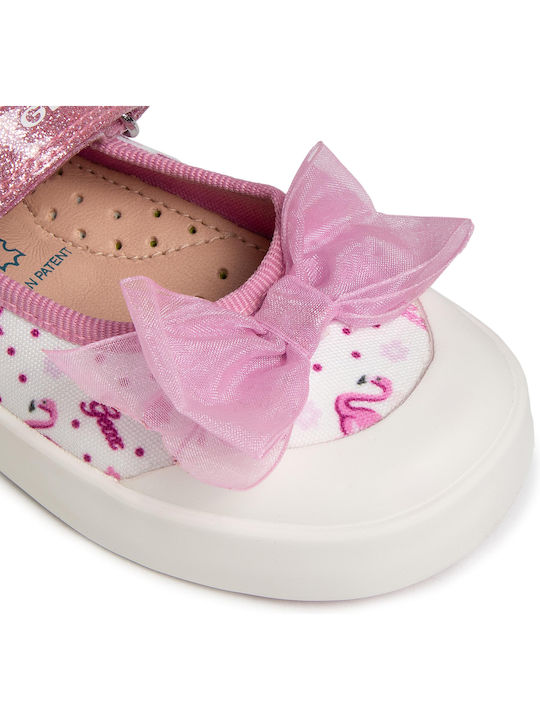 Παιδικές Μπαλαρίνες Anatomisch mit Bügel- und Schleifenverschluss Stoff Rosa