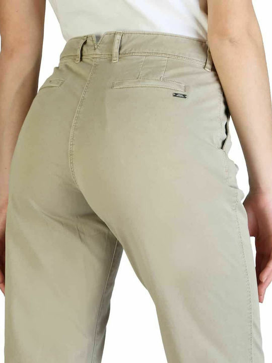 Damen Hochgeschnittenes Stoffhose Beige
