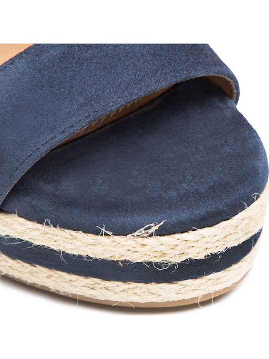 Women's Suede Platform Shoes Navy Blue