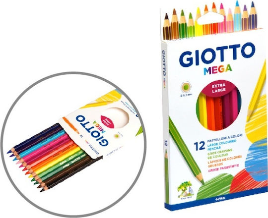 Giotto Mega Extra Large Maxi Coloured Pencils Set 12pcs