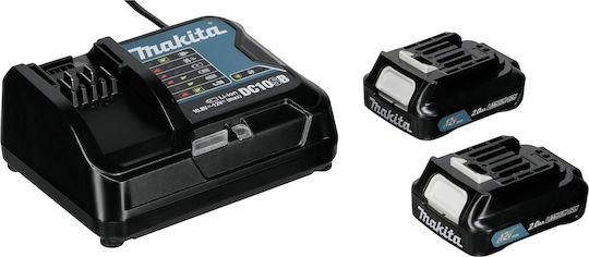 Makita Set 2 Baterii Unelte Litiu 12V Capacitate 2Ah cu Încărcător BL1021B