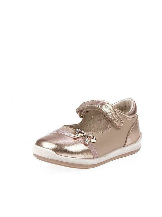 Balerini copii cu închidere Hoop & Loop de Piele Roz Mercedita