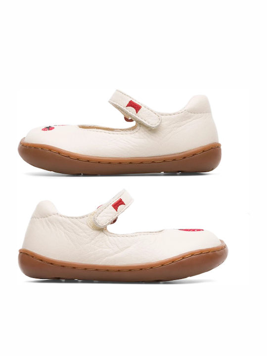 Παιδικές Μπαλαρίνες Anatomisch mit Bügel- und Schleifenverschluss Leder Beige
