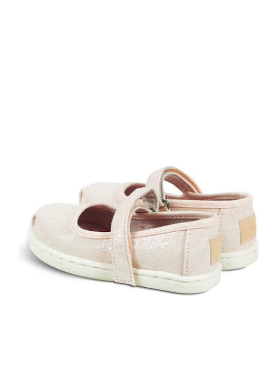 Balerini copii cu închidere Hoop & Loop Material textil Roz Mary Jane Iridescent