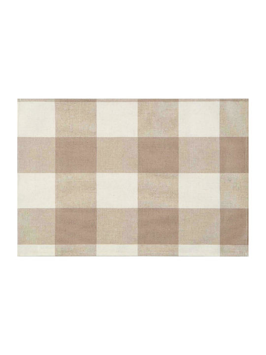 Borea Runner Cotton Stain Resistant Checkered Beige 45x180cm