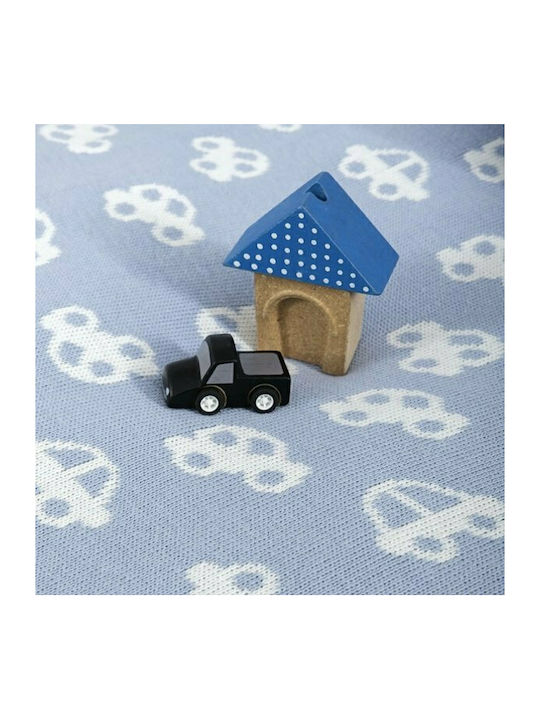 Nima Blanket Cot Mobile Knitted Blue 110x140cm