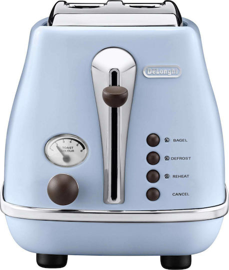 De'Longhi Icona Vintage Φρυγανιέρα 2 Θέσεων 900W Μπλε