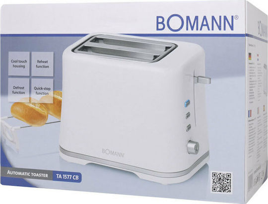 Bomann TA 1577 CB Φρυγανιέρα 2 Θέσεων 870W Λευκή
