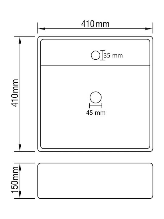 vidaXL Επικαθήμενος Νιπτήρας Κεραμικός 41x41x15cm Μπλε