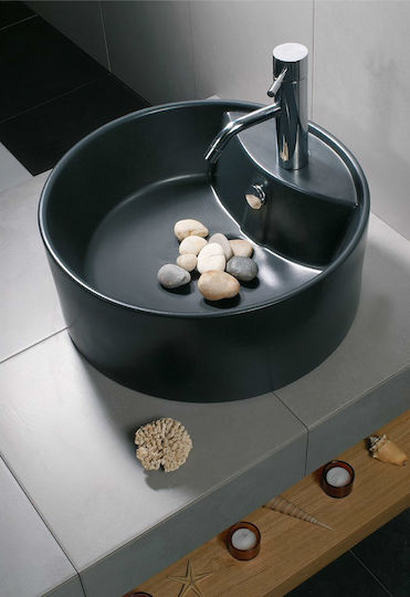 Adamidis Zero 44 Επικαθήμενος Νιπτήρας Πορσελάνης 44x44x18cm