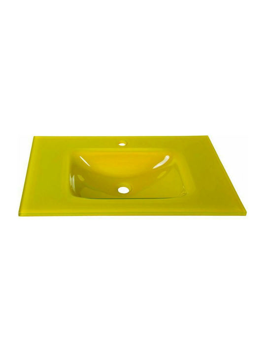Gloria Glass Form Încorporat Chiuvetă Sticlă 76x46cm Galben