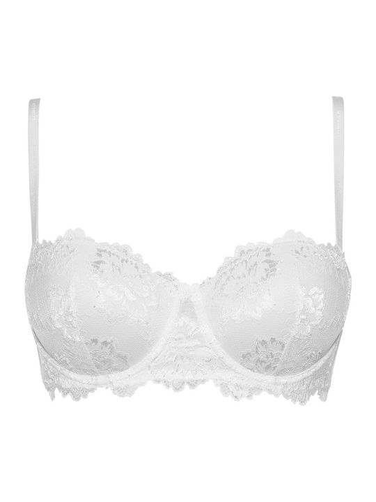 Lormar Deluxe Fascia Balconette Push Up Balconette Strapless Bra White