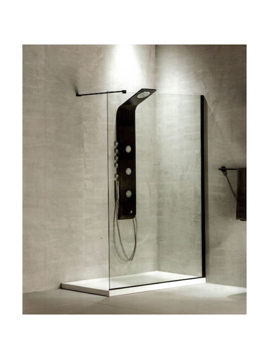 Devon Iwis Walk-in Διαχωριστικό Ντουζιέρας 117-119x200cm Clean Glass Black Matt