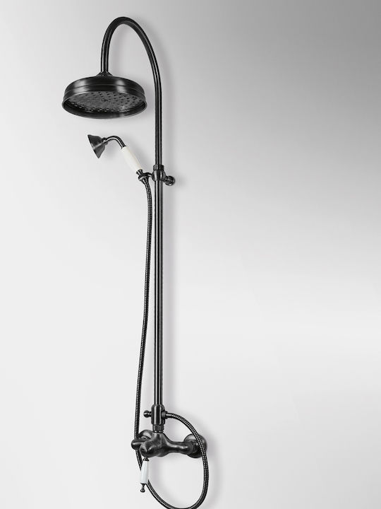 Bugnatese Oxford Ρυθμιζόμενη Στήλη Ντουζ με Μπαταρία 92-125cm Μαύρη