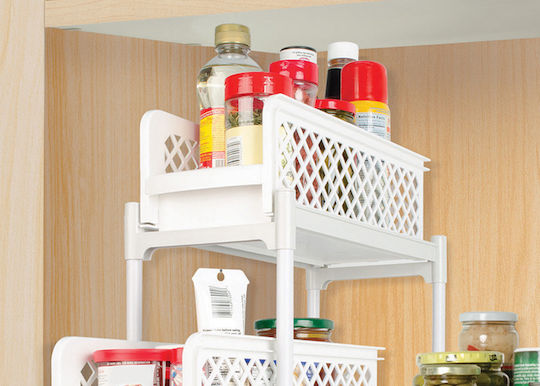 03006BDR50WH An der Wand montiert Badezimmerregal Kunststoff mit 2 Regalböden 38.1x19x36.2cm Weiß