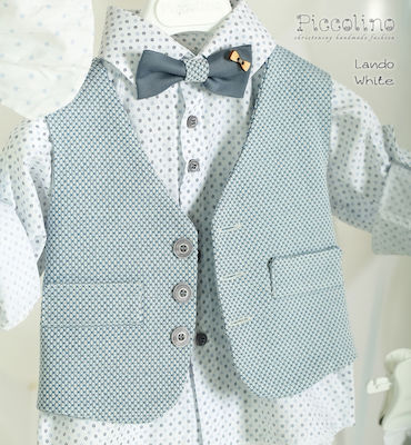 Piccolino Boys Baptism Suit with Vest Lando -W 6pcs Light Blue