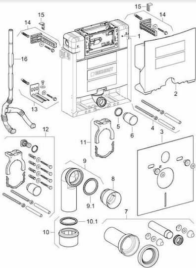 Geberit Omega Kombifix Built-in Plastic Low Pressure Rectangular Toilet Flush Tank
