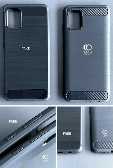 Tech-Protect Rugged Carbon Back Cover Δερματίνης Μαύρο (Galaxy A02s)